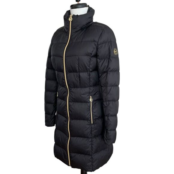 Michael Kors Packable Down Fill Long Coat Puffer Jacket Womens XS Quilted Travel - Picture 1 of 15